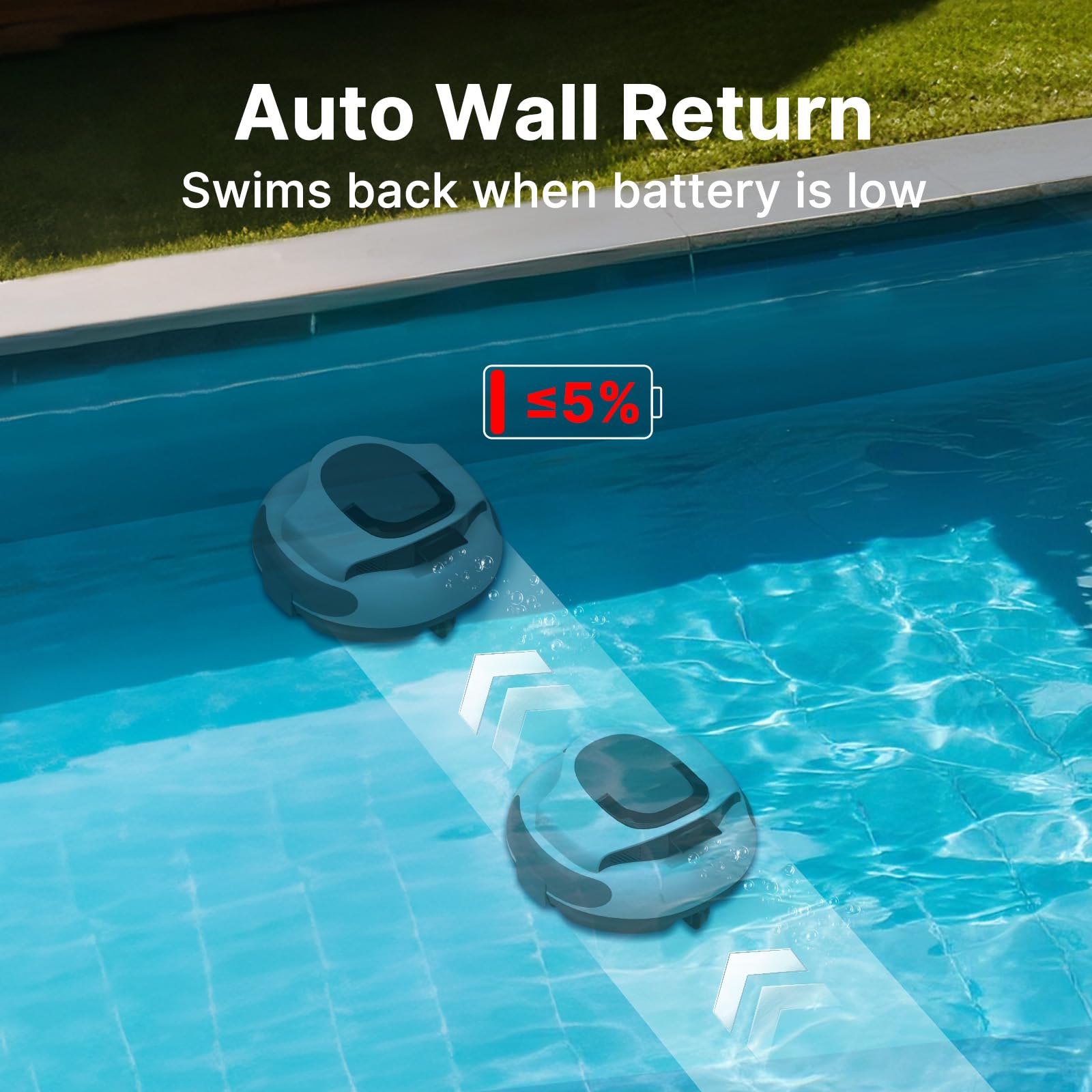 POOLPURE auto‑park junto al borde, fácil recuperación tras limpieza