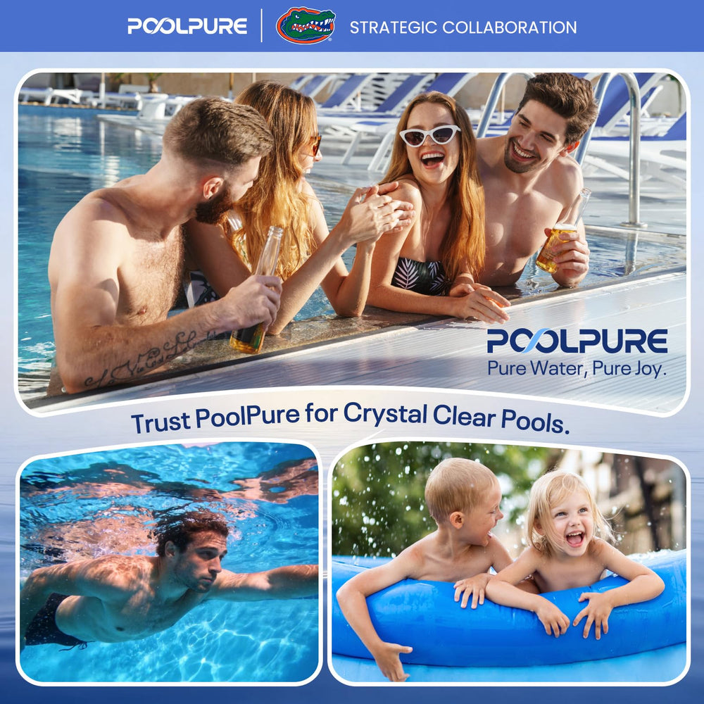POOLPURE ambiente de piscina mostrando el cartucho en contexto doméstico
