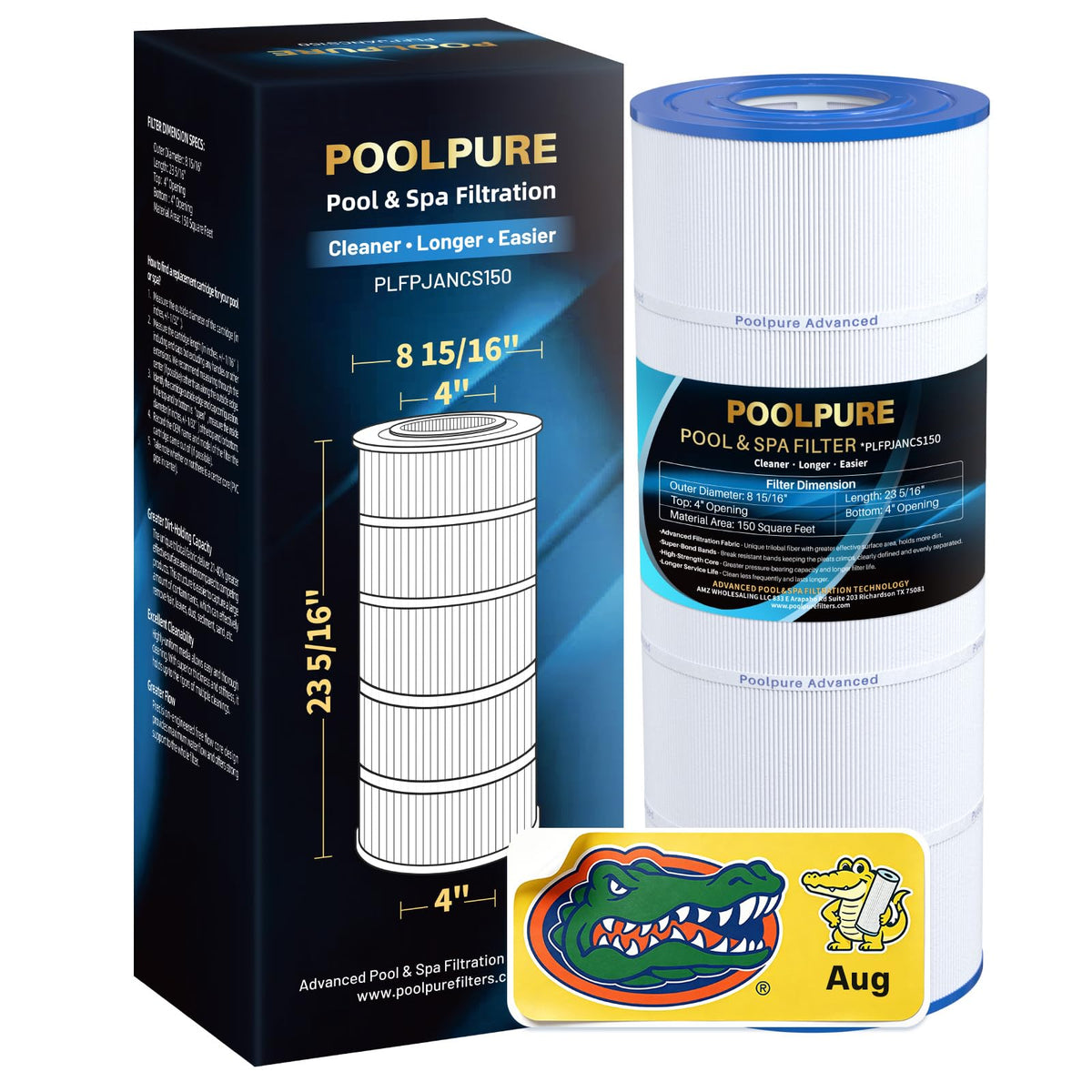 POOLPURE visión frontal del cartucho, reemplazo compatible y rendimiento fiable