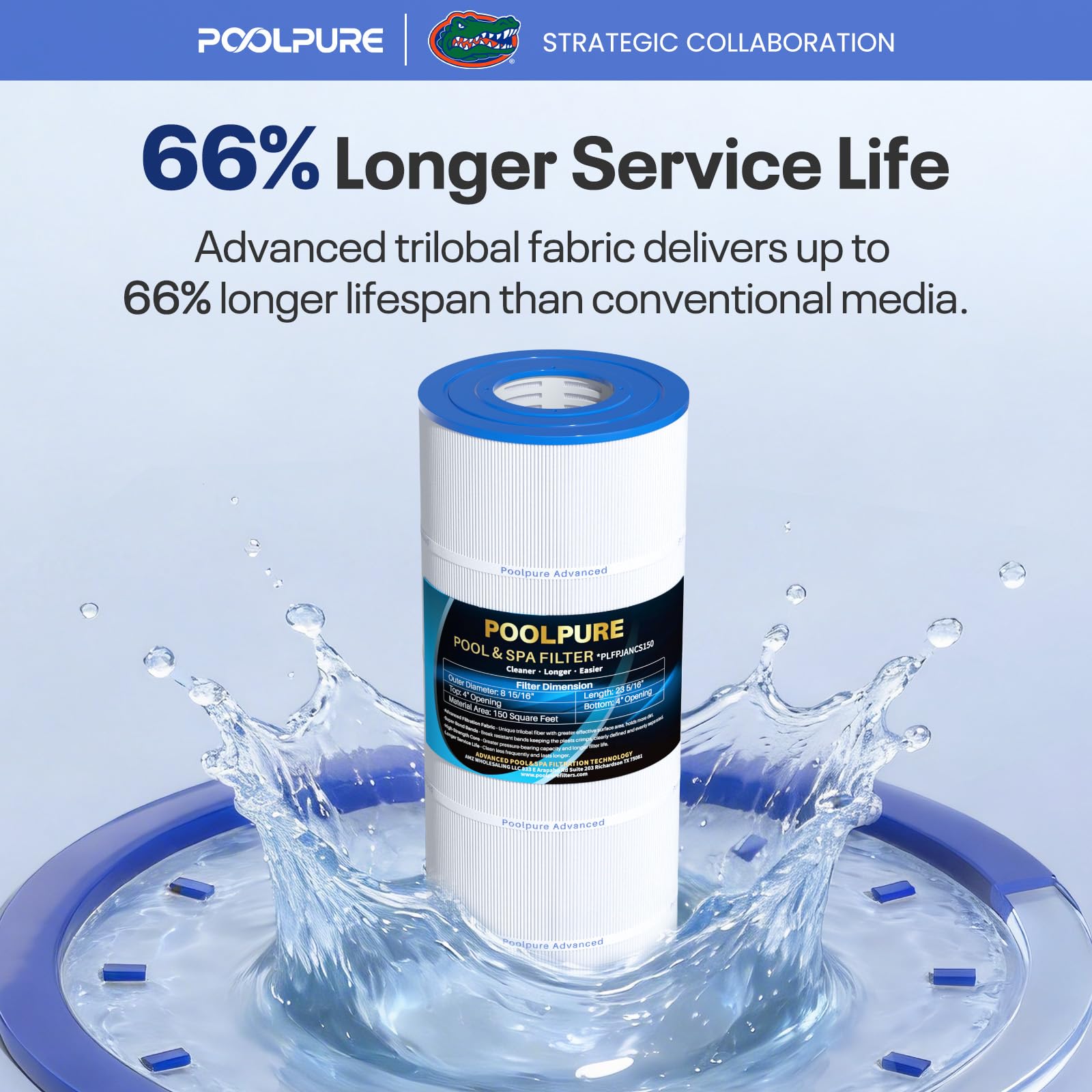 POOLPURE textura de fibra 50 micras mostrando filtración fina efectiva