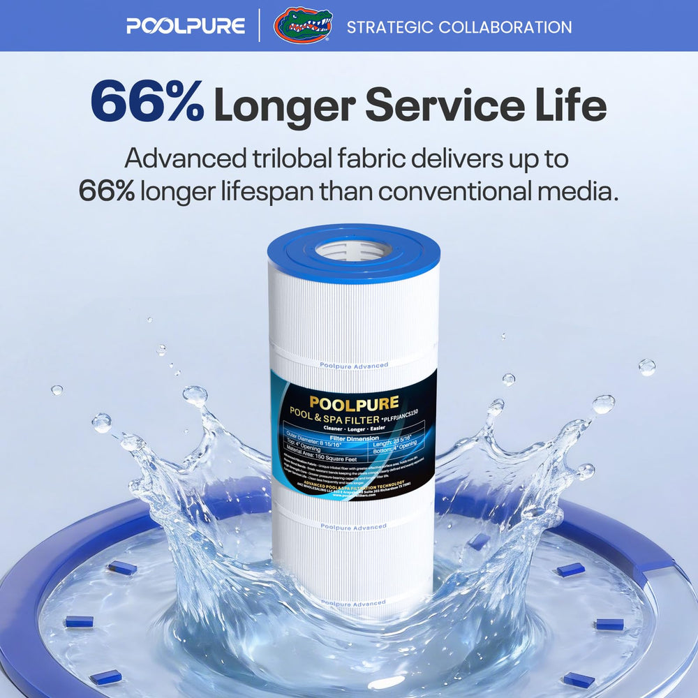POOLPURE textura de fibra 50 micras mostrando filtración fina efectiva