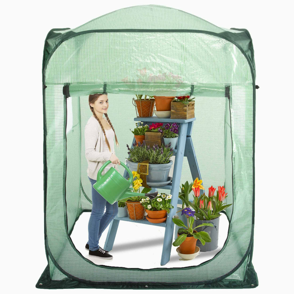 porayhut vista frontal del invernadero pop up para protección y almacenaje