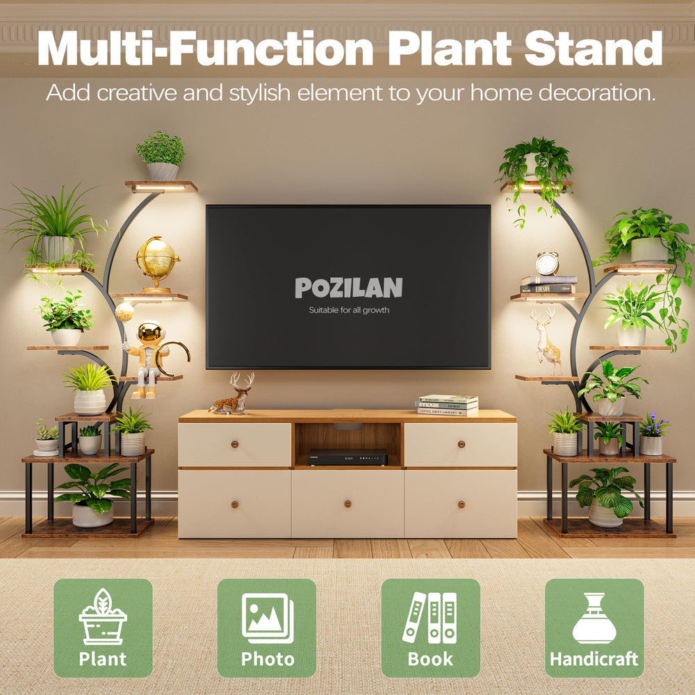POZILAN estantería en salón con plantas que mejora la decoración interior