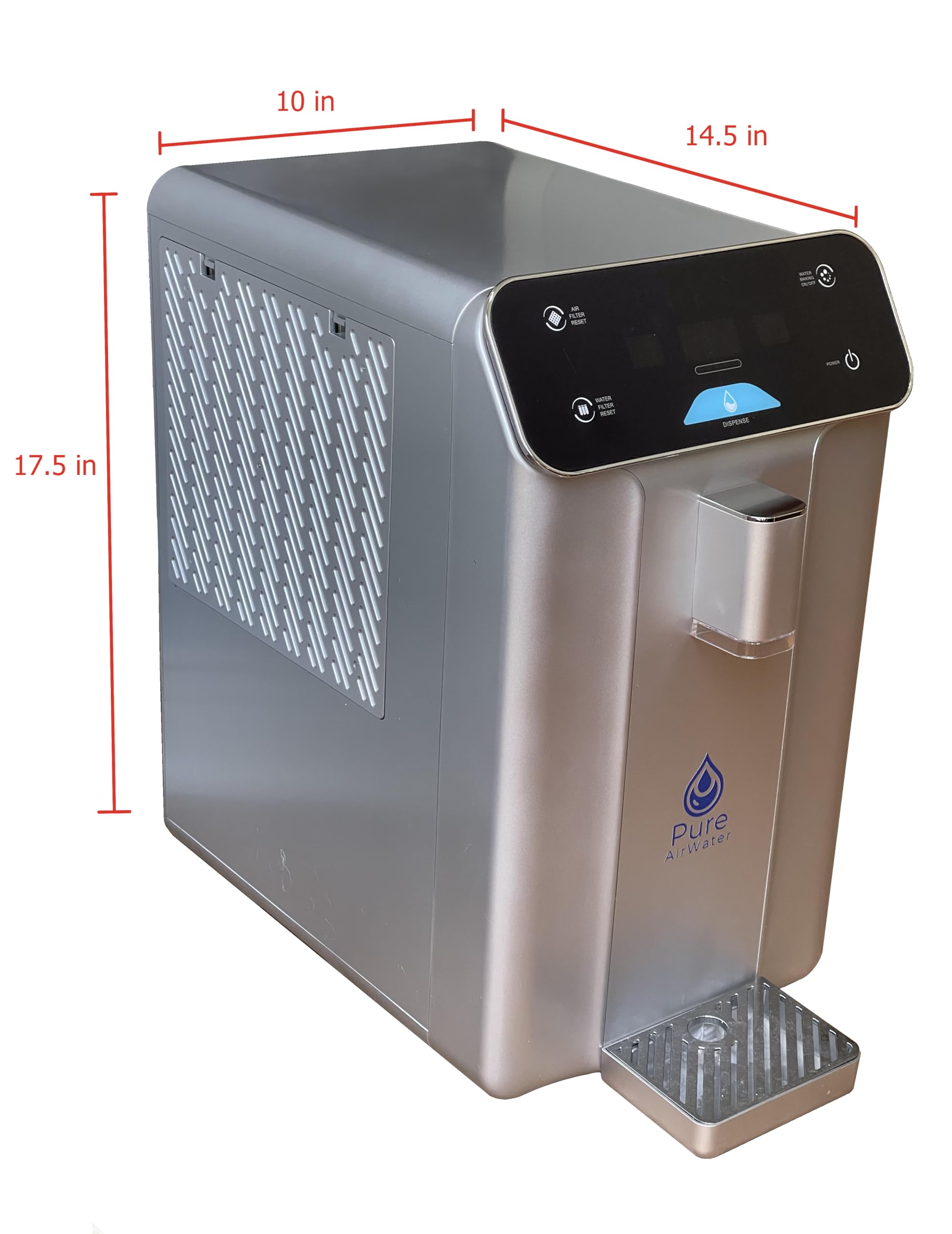 Pure AirWater A10 al lado de objetos para ver su tamaño compacto
