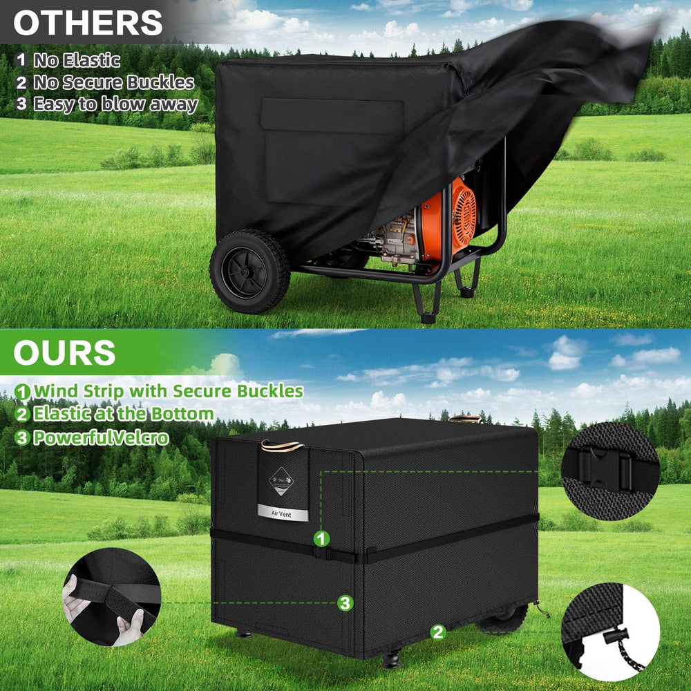 QH.HOME comparación de tamaño con generador portátil, ajuste universal