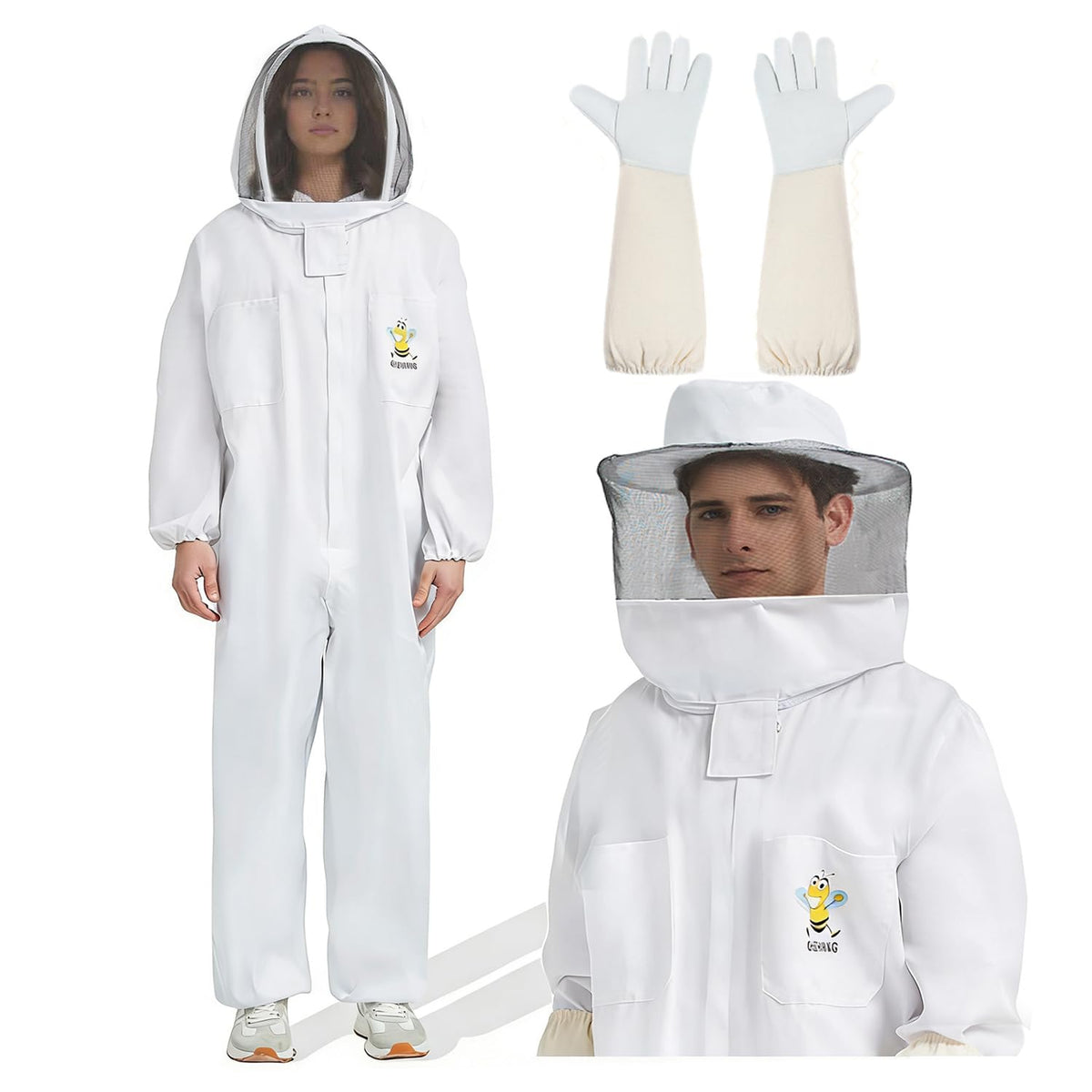 QHZHANG traje frontal cerrado mostrando cobertura completa y protección