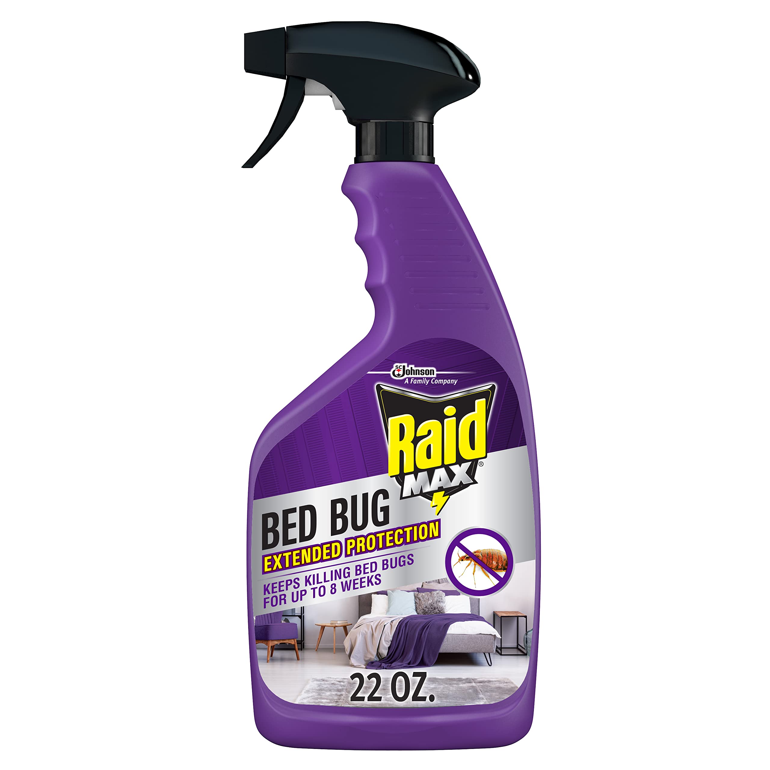 Raid envase frontal mostrando el aerosol y beneficios de control prolongado