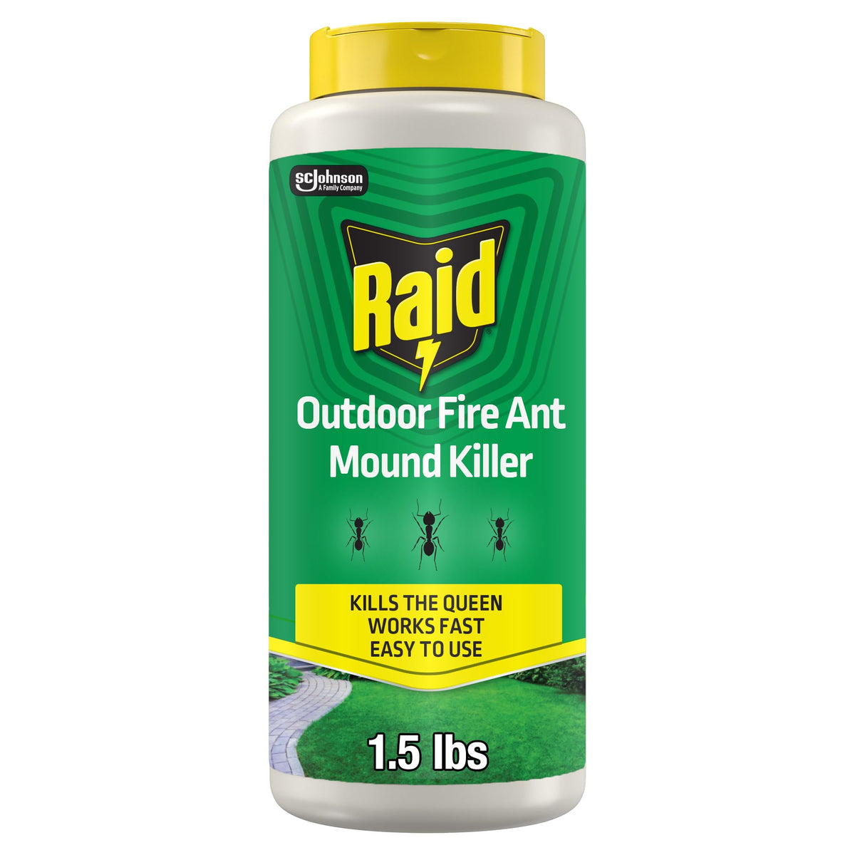 Raid envase frontal mostrando polvo y beneficio control rápido