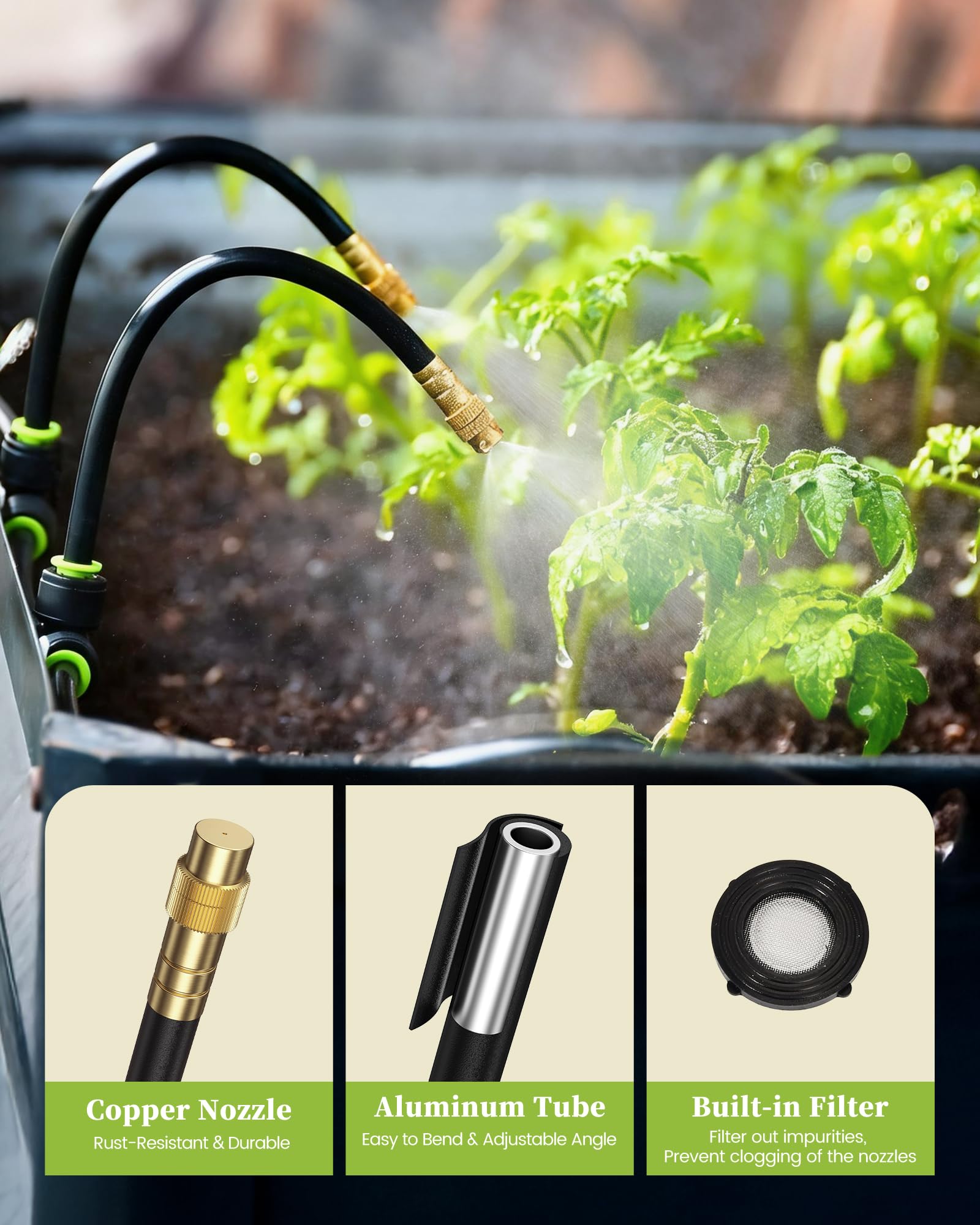 RAINPOINT boquilla 360° en primer plano, ajuste preciso del riego
