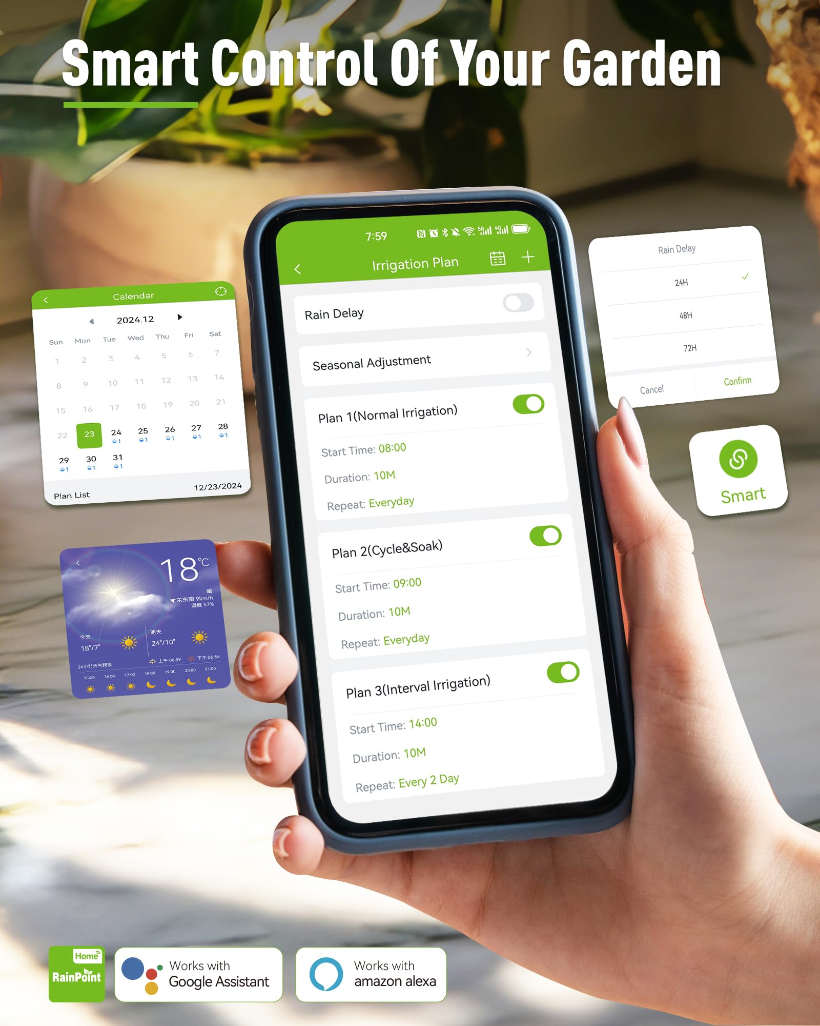 RAINPOINT comparación de tamaño con mano para ver escala y facilidad de manejo
