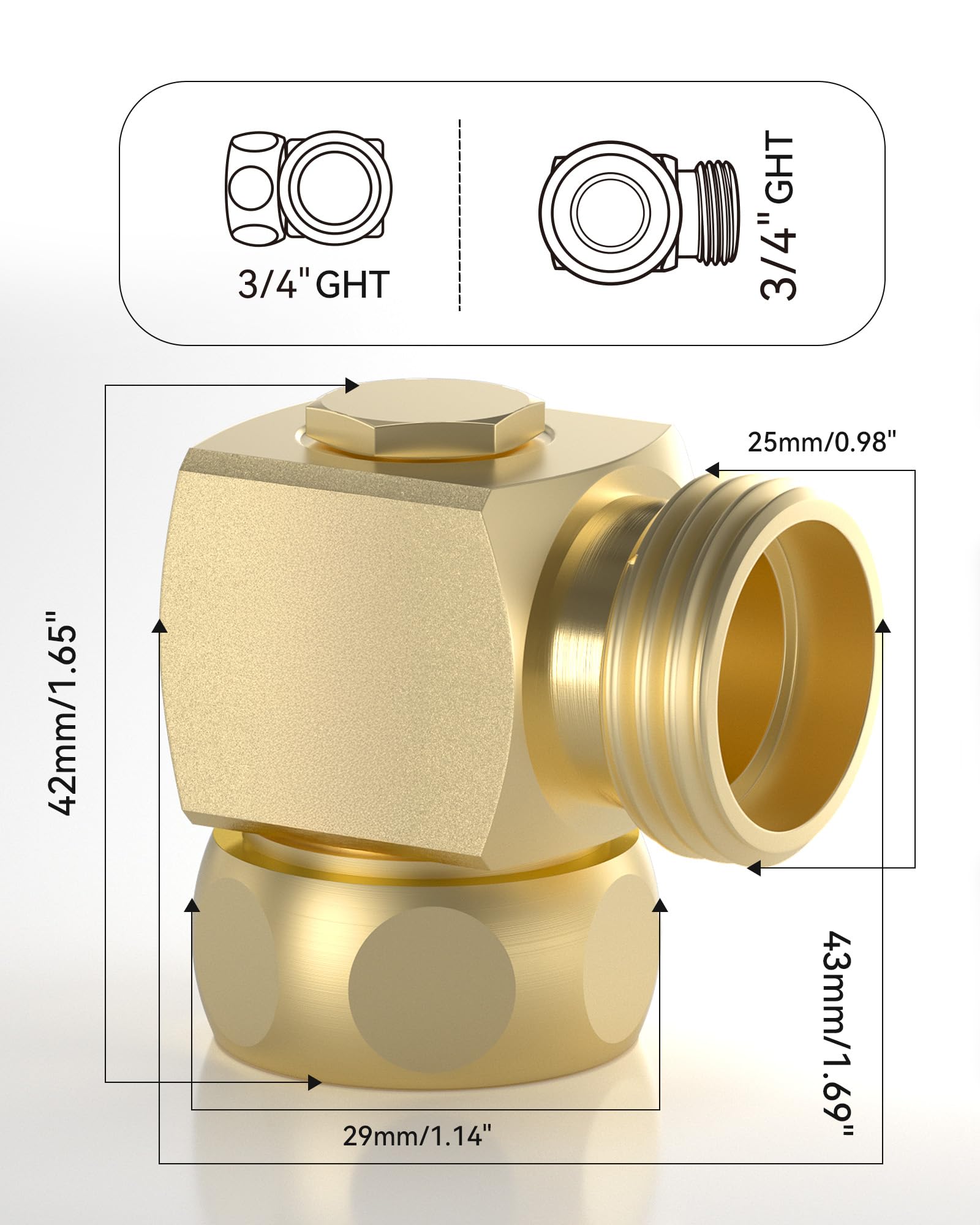 RAINPOINT primer plano de roscas 3/4" GHT para compatibilidad fiable