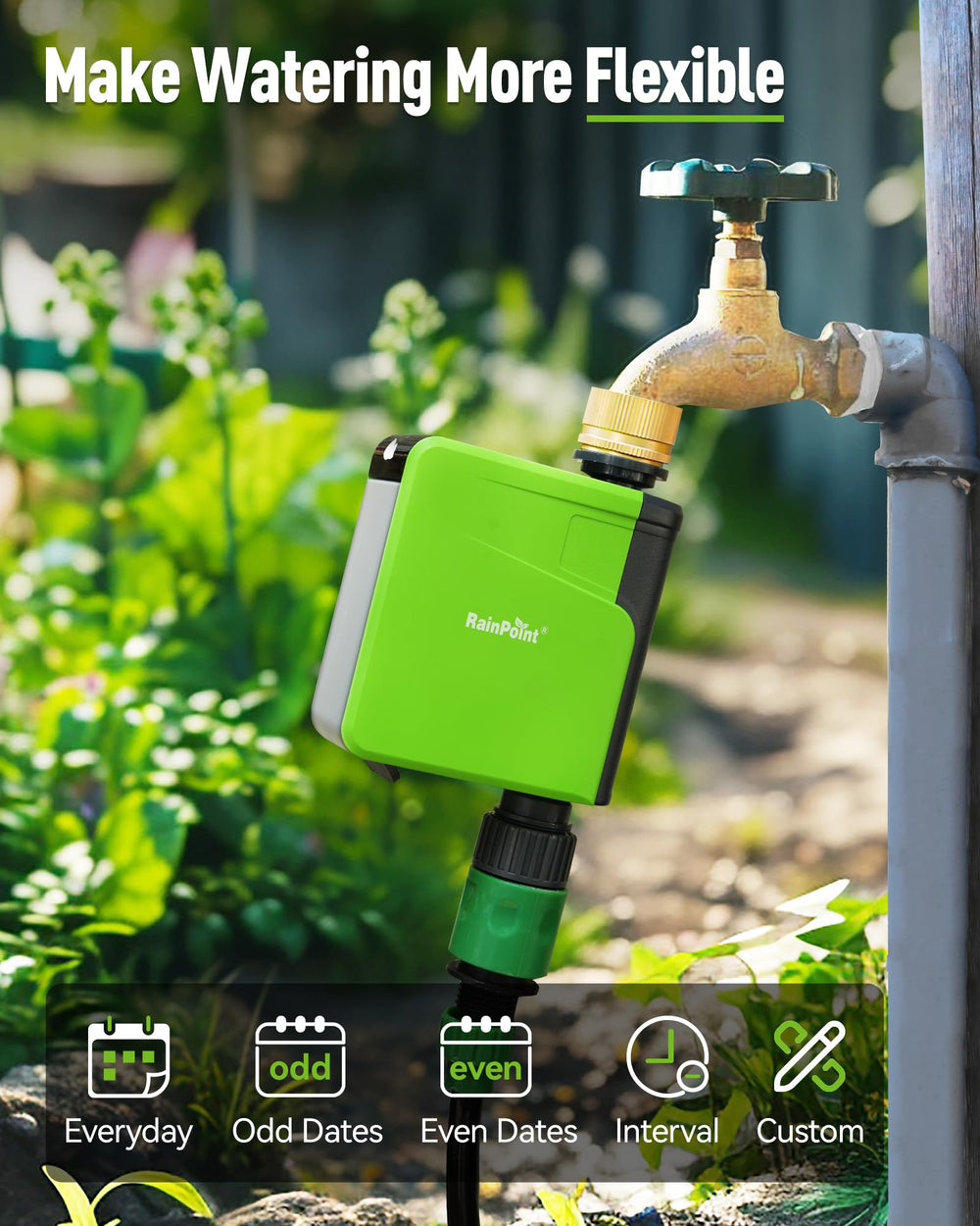 RAINPOINT temporizador enroscado en manguera en jardín para riego automático