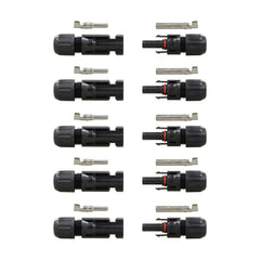 Renogy conectores solares frontal mostrando pares macho y hembra y montaje seguro
