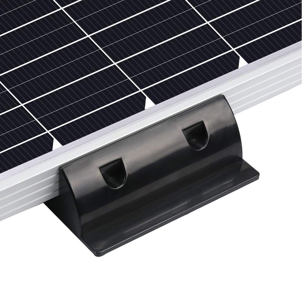 Renogy comparación de tamaño del bracket con panel solar para escala