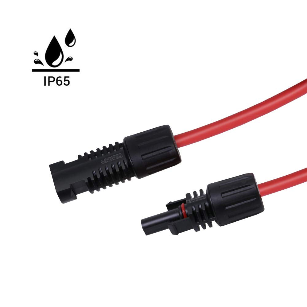 Renogy conector hembra en detalle, conexión hermética y resistente