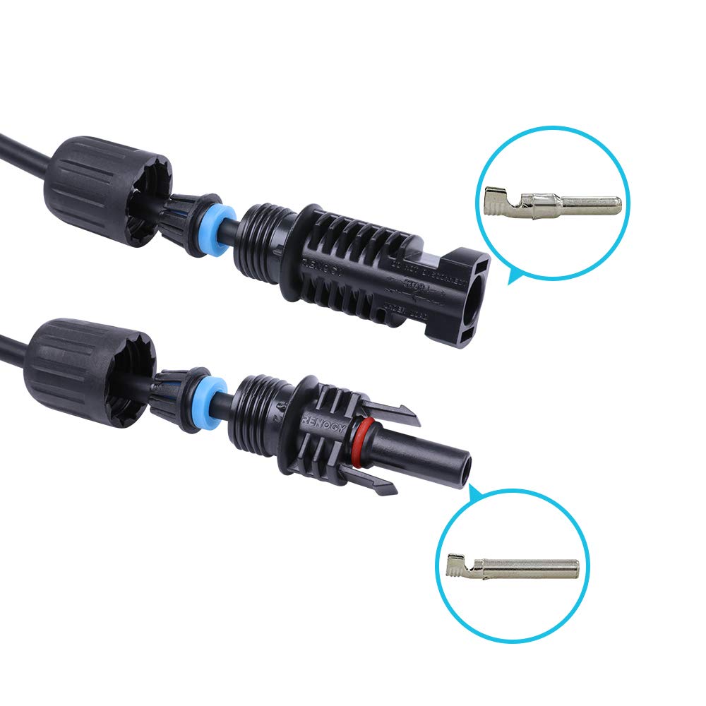 Renogy aislamiento del cable en close-up, protección UV y tiempo prolongado