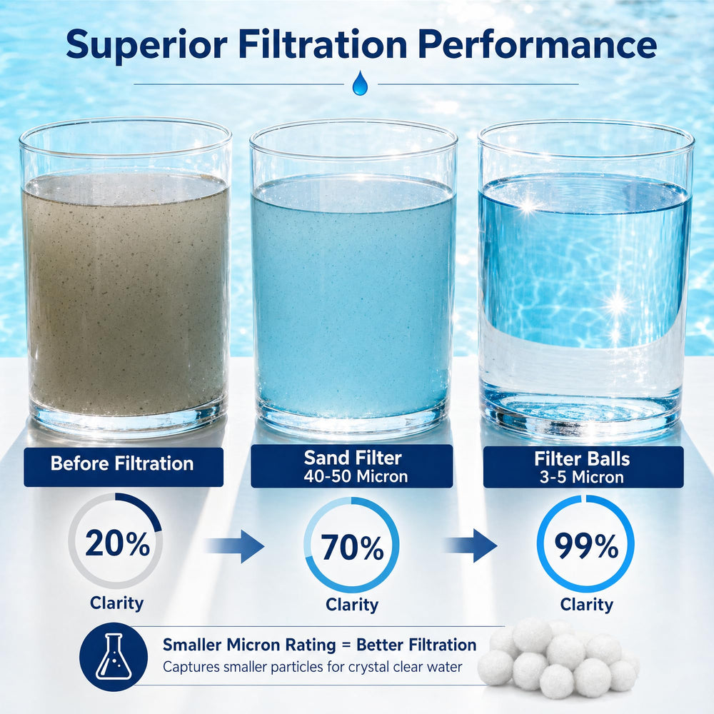 Riare piscina cristalina tras usar las bolas filtrantes para mayor claridad