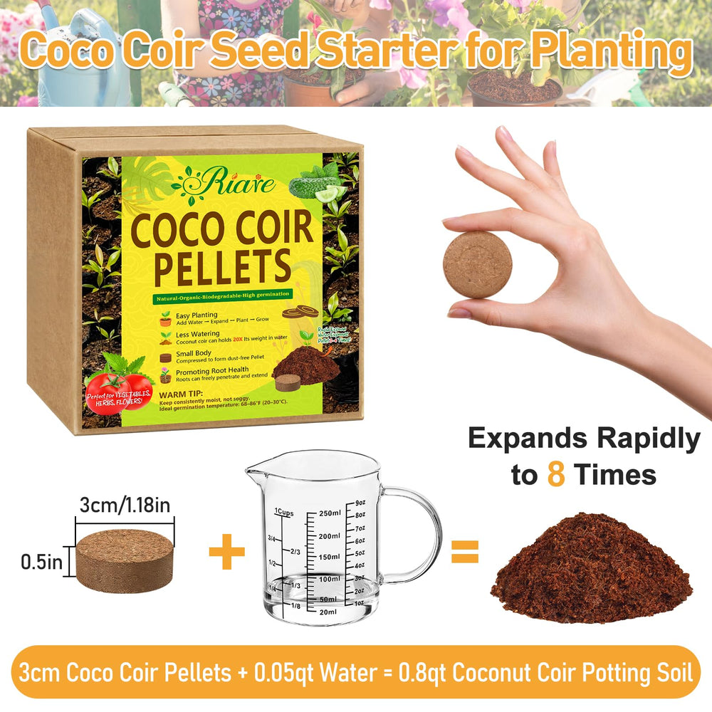 Riare pellet expandiéndose con agua, listo para sembrar rápidamente