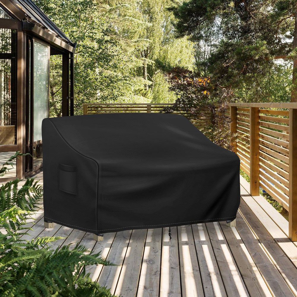 Richwon funda colocada en porche protegiendo sofá del clima