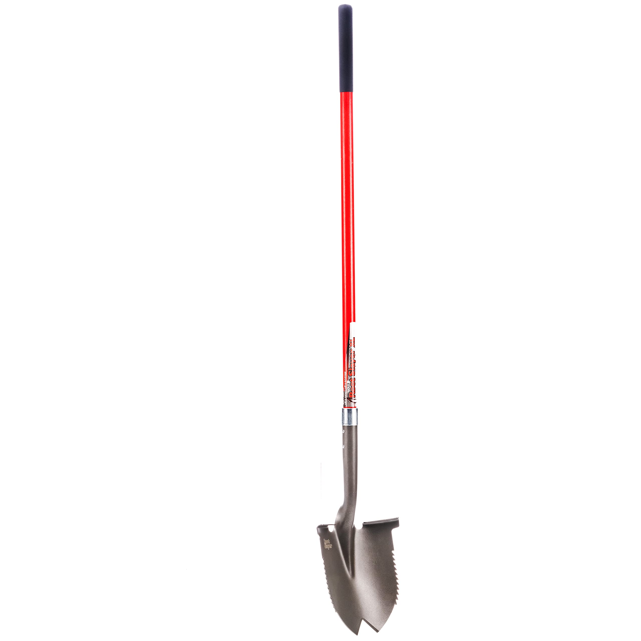 Root Slayer pala frontal mostrando cabeza redonda robusta y eficiencia de corte