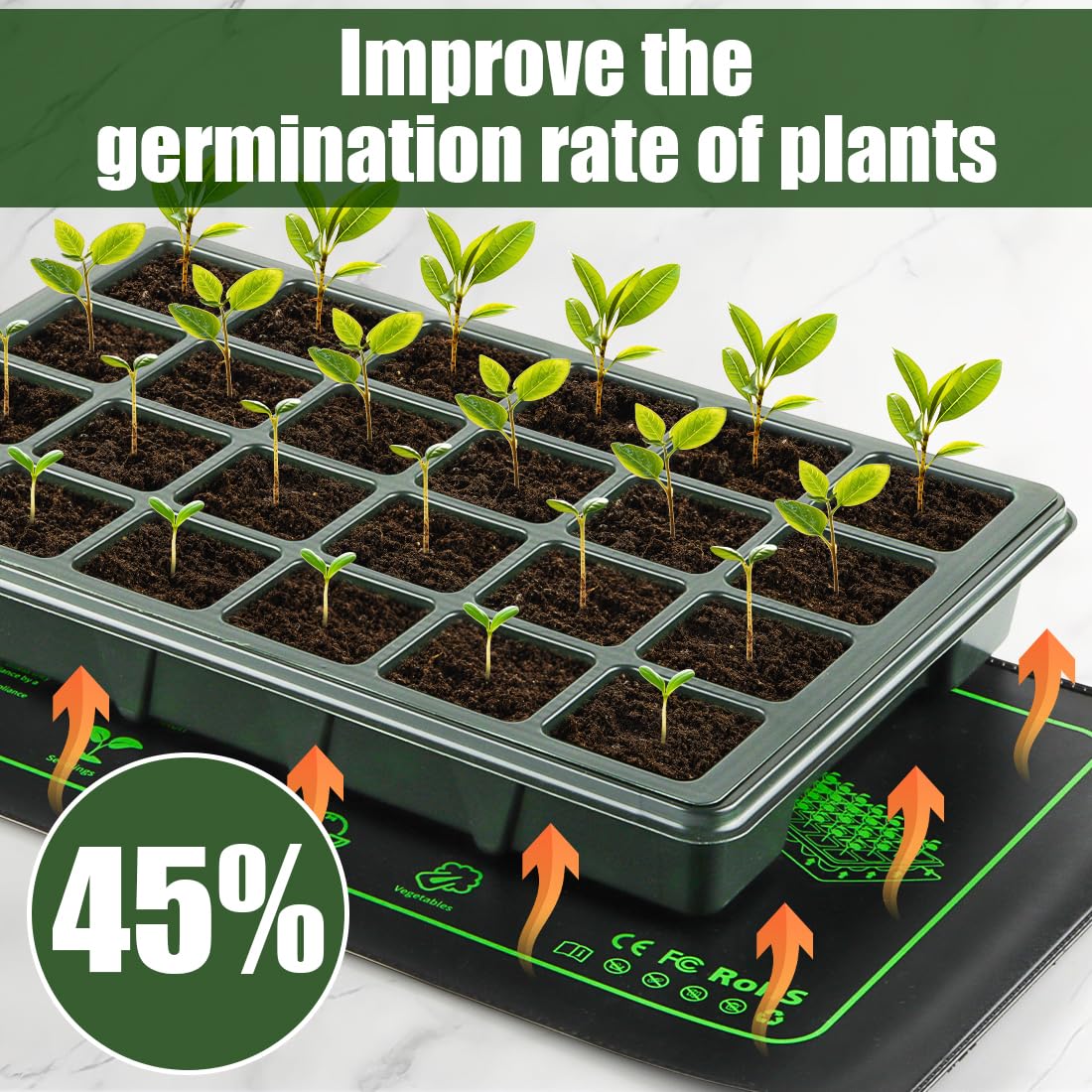 RooTrimmer en uso con bandeja 1020 favoreciendo germinación homogénea