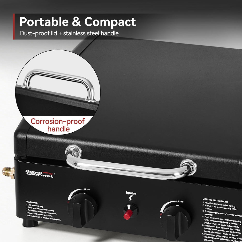 Royal Gourmet comparación de tamaño mostrando escala con utensilios
