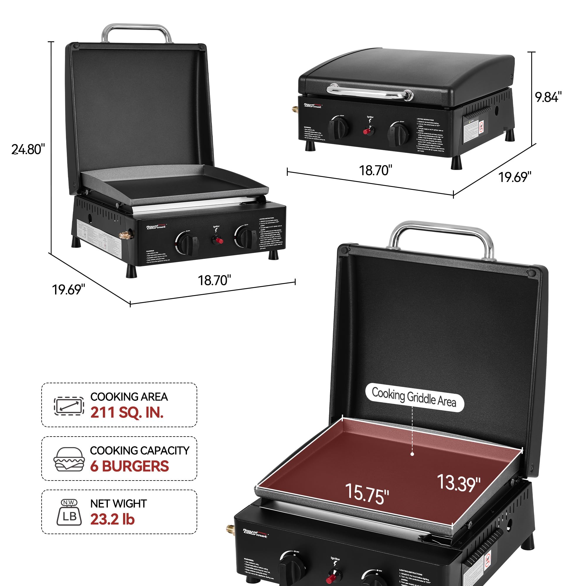 Royal Gourmet quemadores de acero inoxidable para calor uniforme