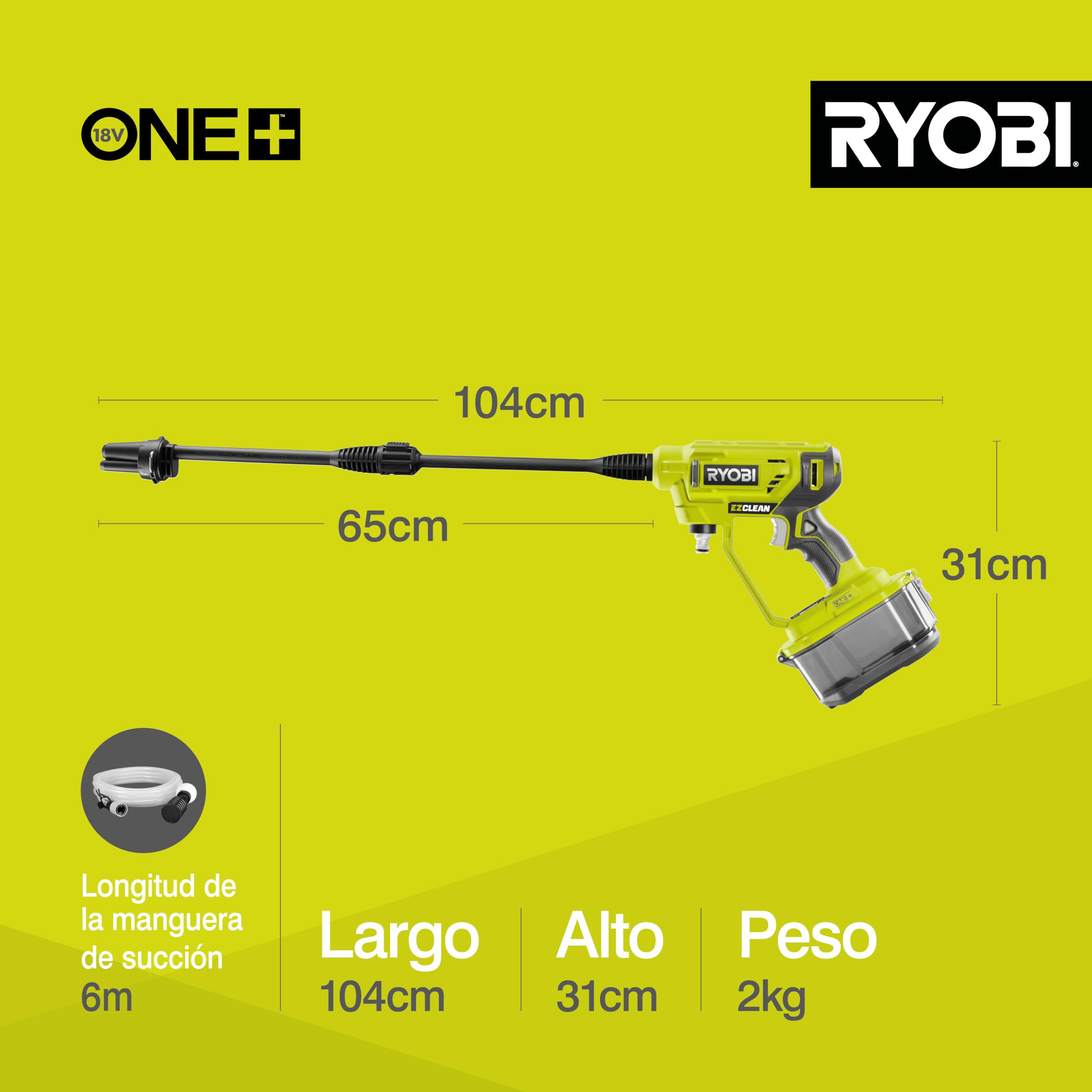 RYOBI embalaje y etiqueta del producto, claridad en especificaciones