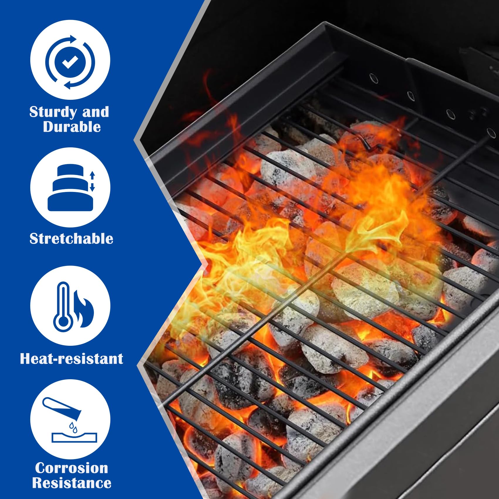 SafBbcue detalle de ranuras que mejora la ventilación del carbón
