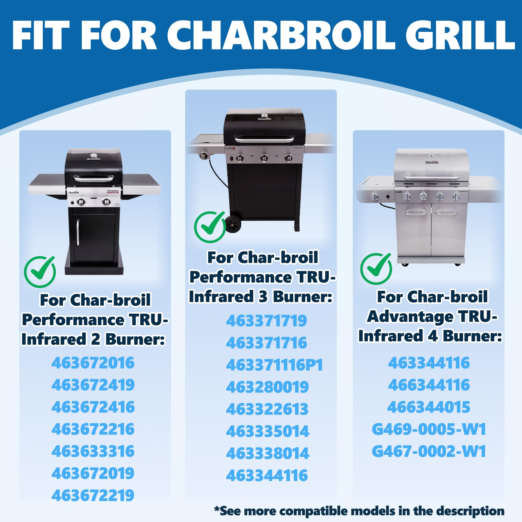 SafBbcue rejillas instaladas en CharBroil demostrando ajuste perfecto