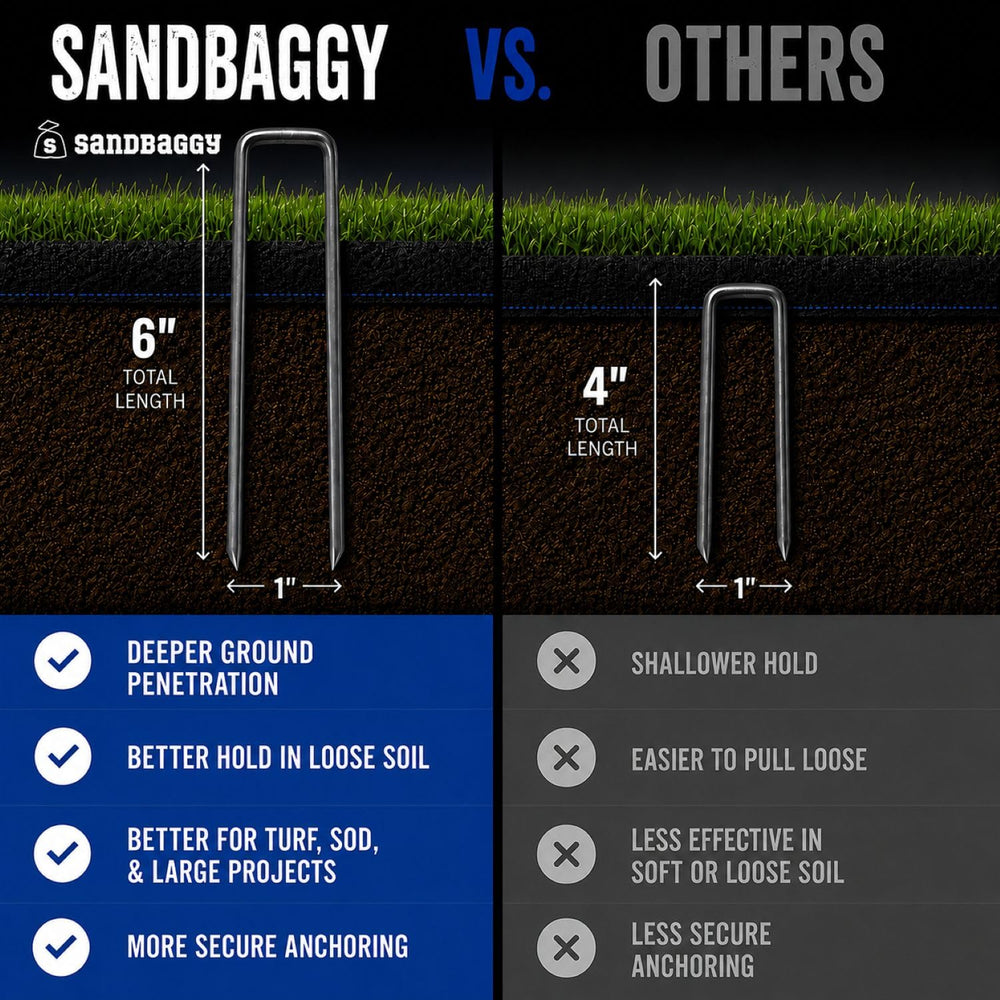 Sandbaggy comparación de tamaño para visualizar las 6 pulgadas