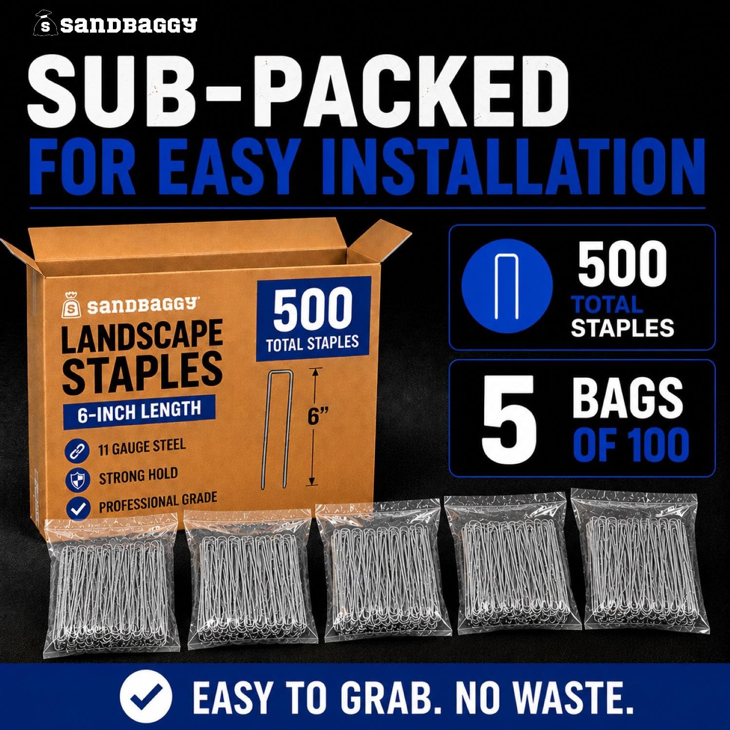 Sandbaggy grapa junto a una regla para mostrar escala y longitud de 6 pulgadas