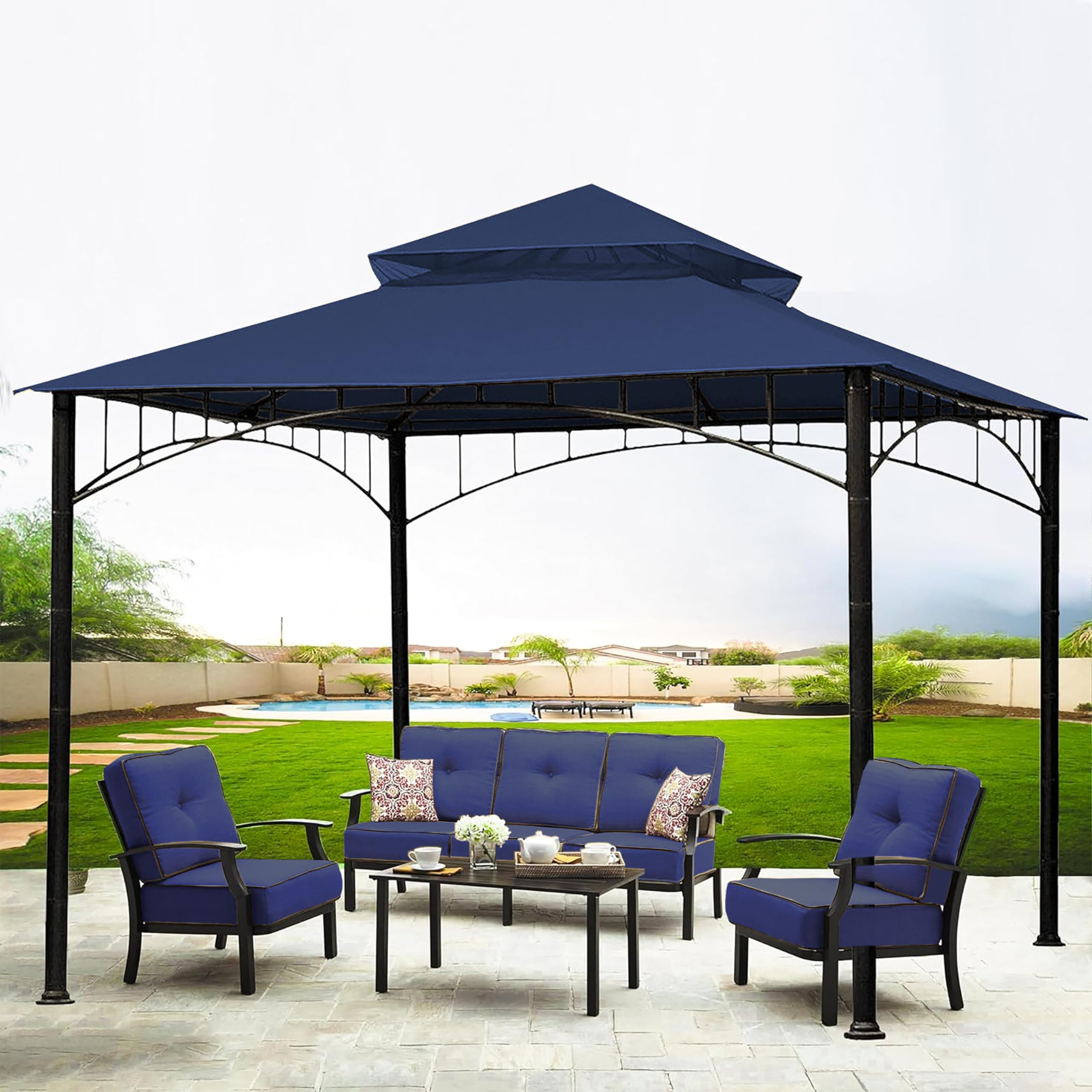 SCOCANOPY gazebo ambientado en jardín mostrando sombra y confort