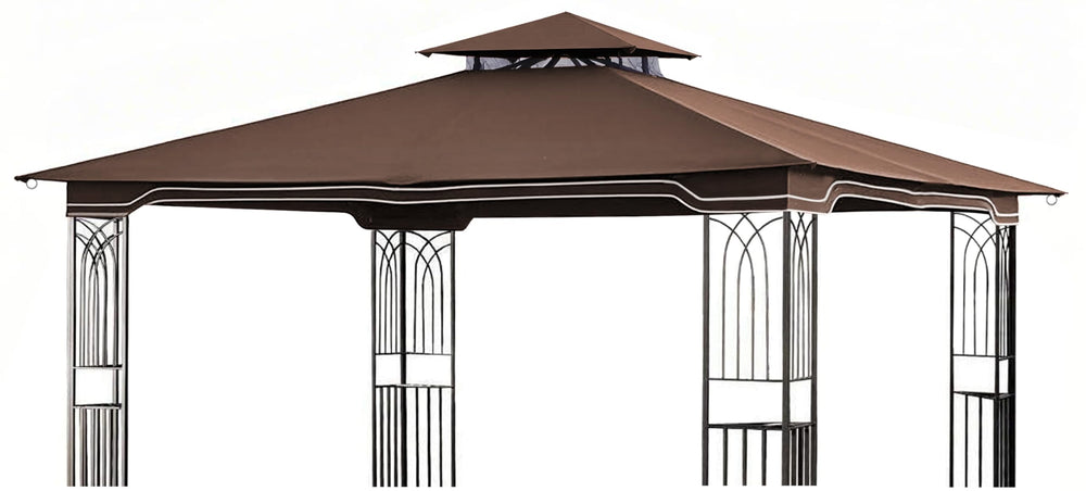 SCOCANOPY vista frontal del toldo marrón mostrando protección y ajuste