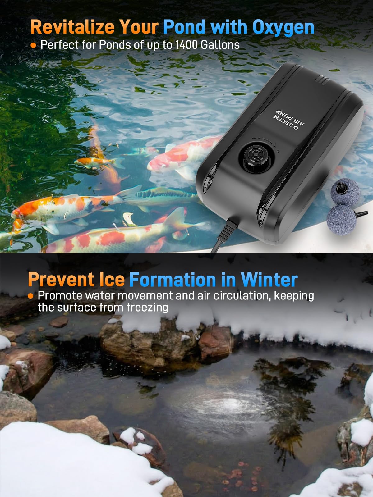 Sejaede aerador instalado junto a estanque, mejora oxigenación del agua visible