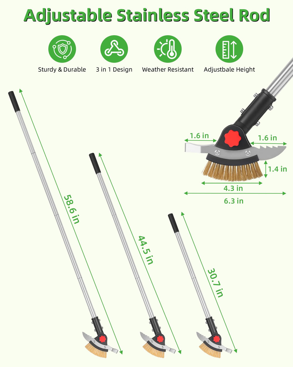 SFTPO comparación de longitudes del mango, opciones 30.7",44.5",58.6" para adaptarse