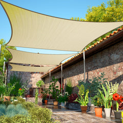 ShadeMart vista frontal de la vela de sombra beige mostrando el diseño y tamaño