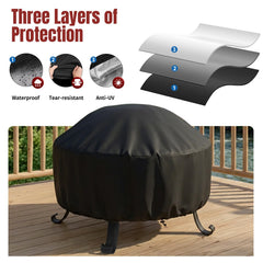 SHINESTAR funda colocada sobre fire pit protegiendo de lluvia