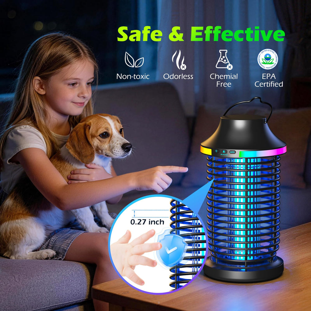 shpingping zapper instalado en camping iluminando zona libre de insectos
