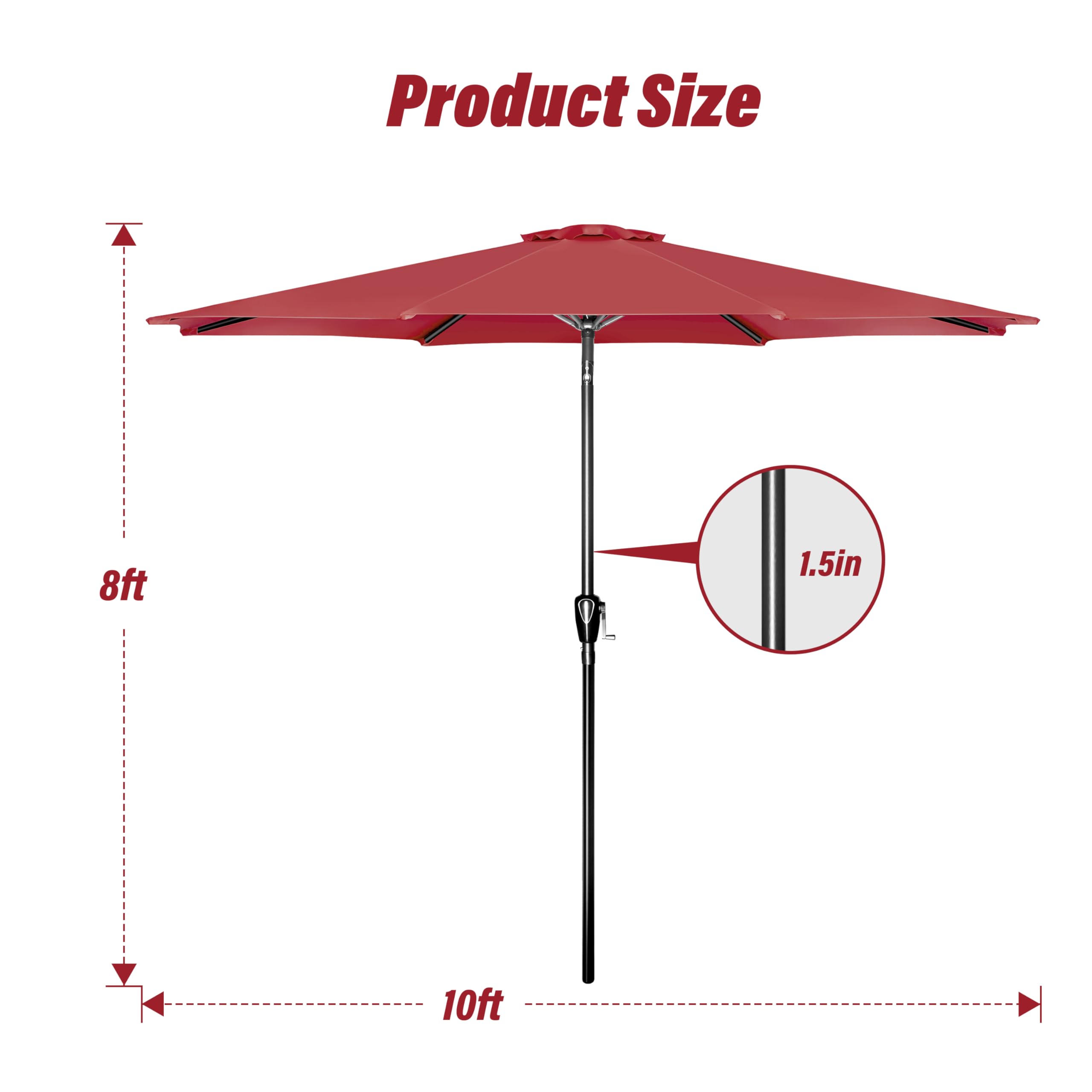 Simple Deluxe comparación de tamaño 10FT para evaluar cobertura