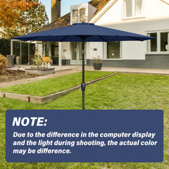 Simple Deluxe toldo junto a una cinta métrica ilustrando ajuste para sombrilla 9' beneficioso