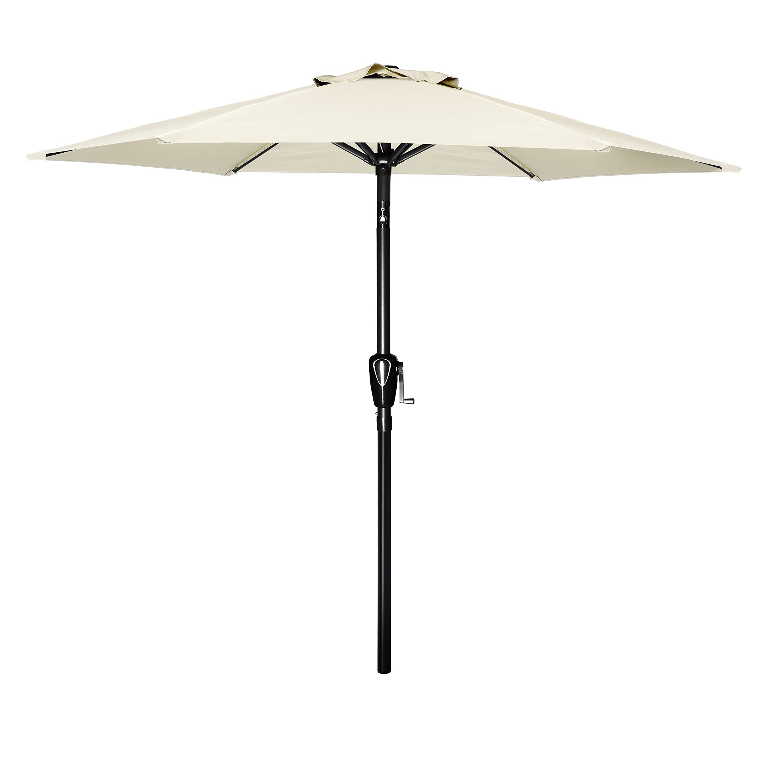 Simple Deluxe vista frontal de sombrilla crema mostrando cobertura y diseño