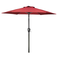 Simple Deluxe vista frontal de la sombrilla roja mostrando amplia sombra