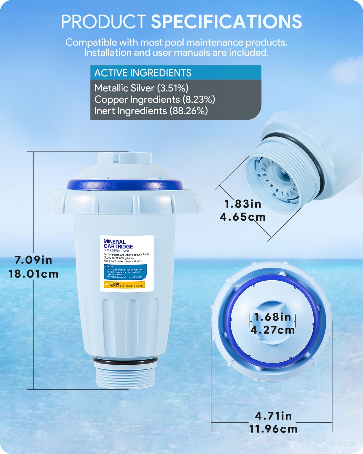 sixcow cartucho funcionando en piscina para agua más cristalina