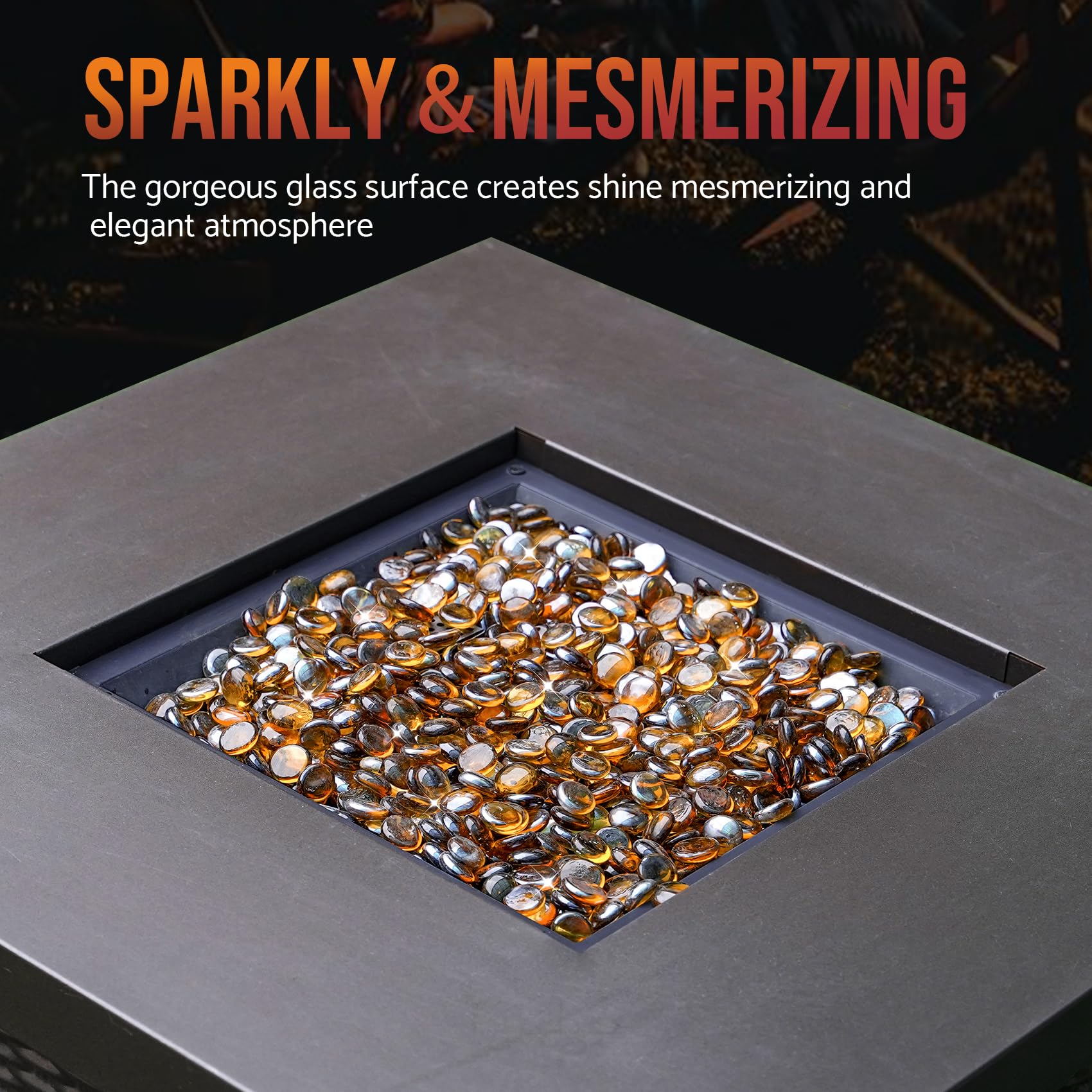 Skyflame primer plano del brillo caramelo que realza diseño del fogón
