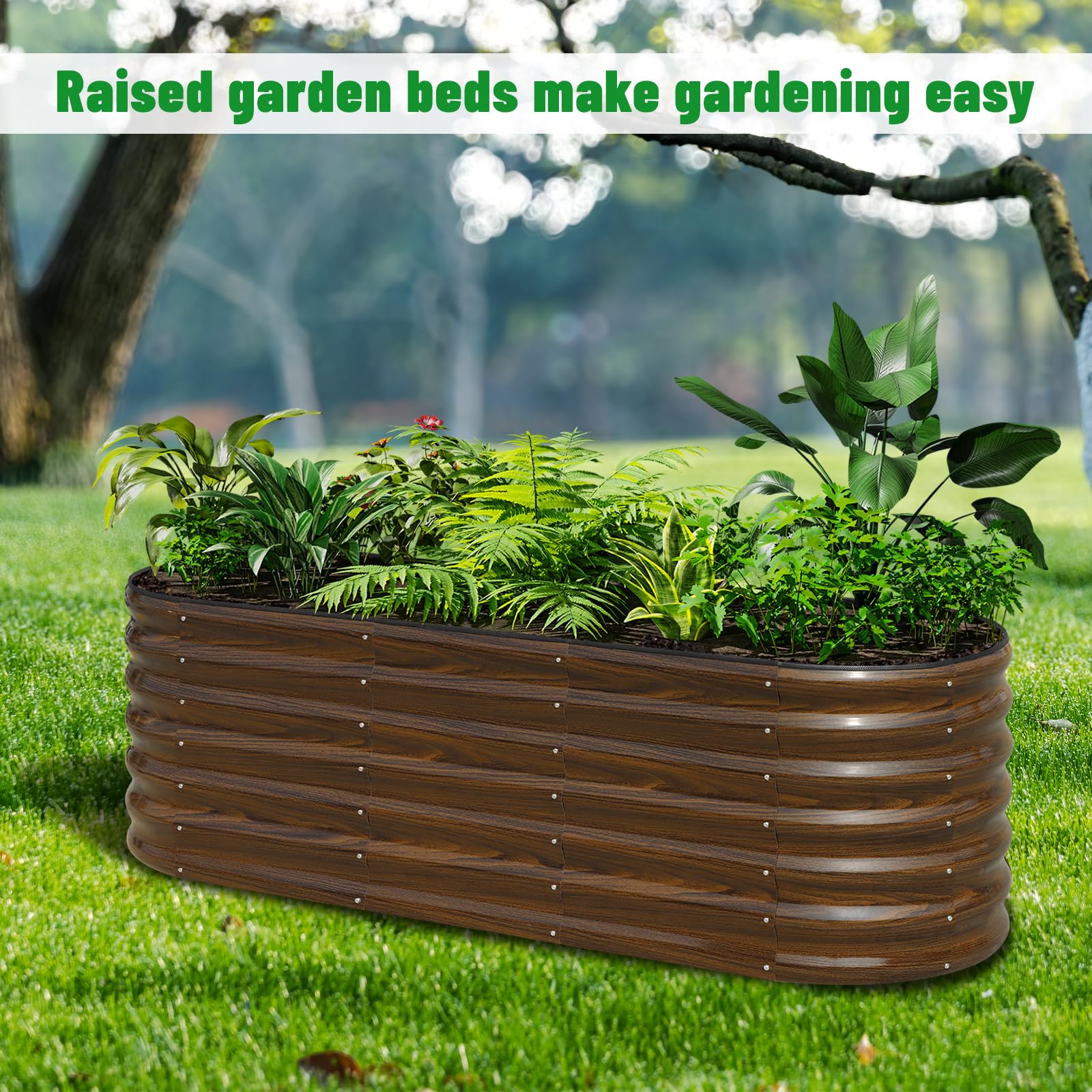 SnugNiture jardinera en patio con plantas, mejora estética y espacio cultivable