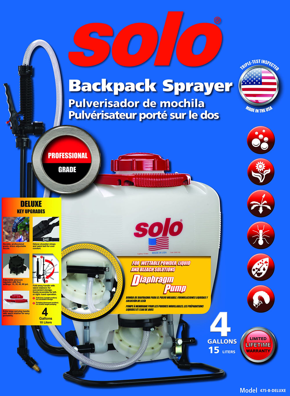 SOLO juego de boquillas variadas para distintas aplicaciones y coberturas