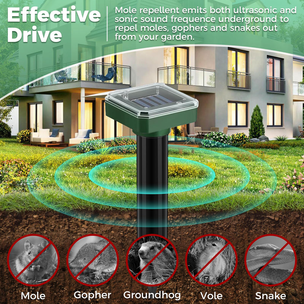 SonicPulse varias estacas distribuidas cubriendo gran jardín