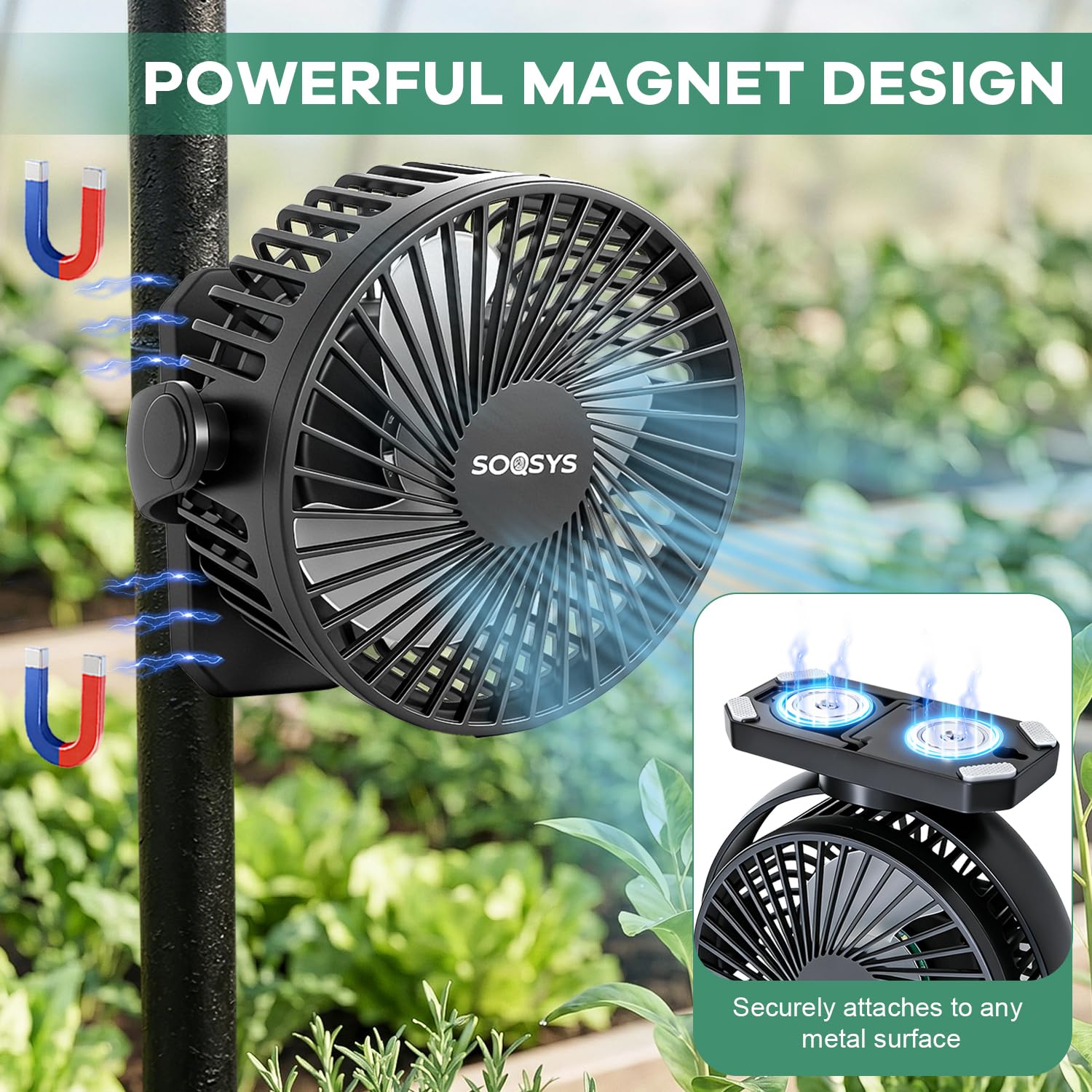 SOQSYS base magnética fija en un rack metalizado para montaje rápido