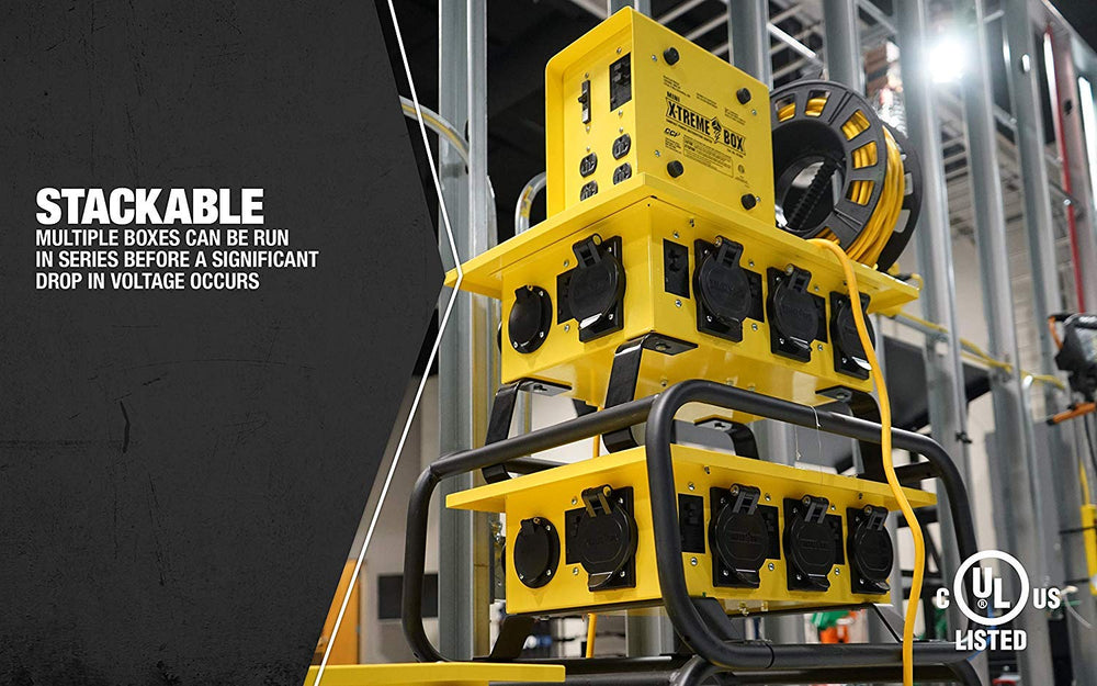 Southwire caja conectada a generador en obra aumentando productividad